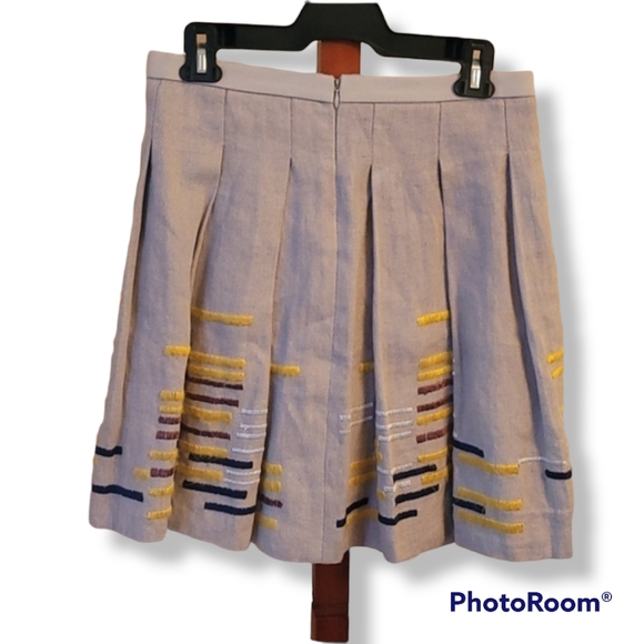 Maeve Anthropologie Tan Light Academia Linen Yellow Black Brown Stripes … - Picture 5 of 11